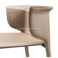 Sillas individuales de cuero de silla de montar de color caqui minimalista italiano